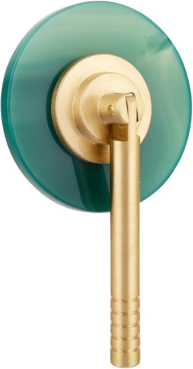 mookaitedecor Set von 2 Gebohrten Grün Achat Slice Drawer Cabinet Knob mit 8,4 cm zylindrischer Grif