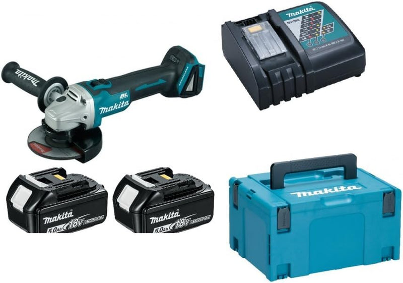 Makita Akku-Winkelschleifer 18 V, DGA506RTJ, mit 2x Akku 5,0 Ah mit 2x Akku 5,0 Ah Ladegerät im MAKP