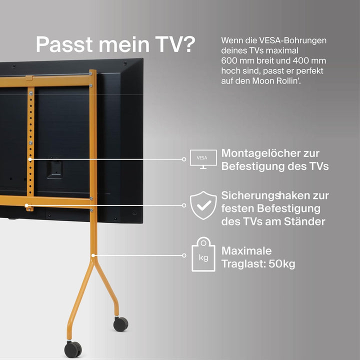 Pedestal Moon Rollin’ TV Ständer mit Rollen für Fernseher 40 bis 70 Zoll | Fernsehständer &amp; TV Wagen