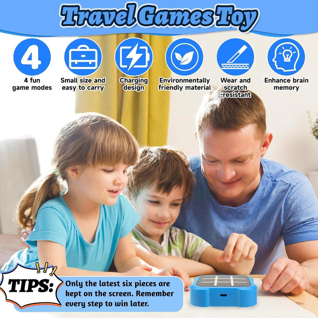 Tic Tac Toe Spiel, Tragbare 3-In-1-Puzzlespielkonsole, Tragbare Reisespiele für Bildung und Gedächtn