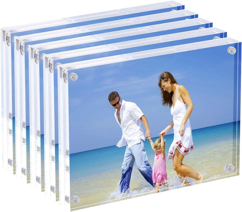 AMEITECH 13x18 cm Acryl-Fotorahmen, Magnetische Bilderrahmen, 10 + 10 MM Dicke Ständer in Schreibtis
