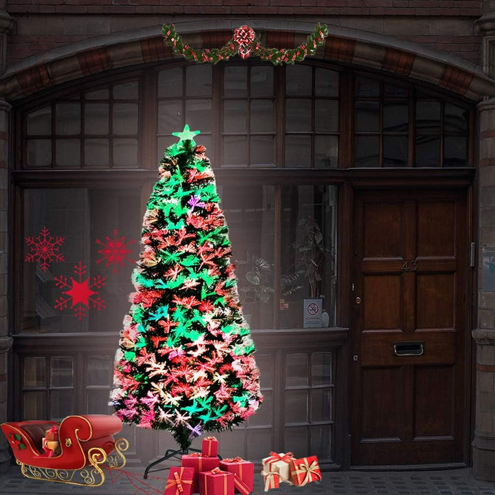 Aufun Weihnachtsbaum Künstlicher LED Glasfaser 120 cm Weihnachtsdeko Christbaum mit 120 Spitzen und