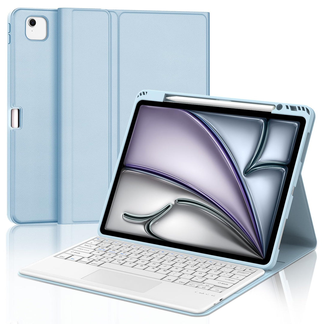 Tastatur für iPad Air 13 M4/M3/M2 (2026-2024) &amp; iPad 12.9 Touchpad, Blau | Hülle Tastatur für iPad A