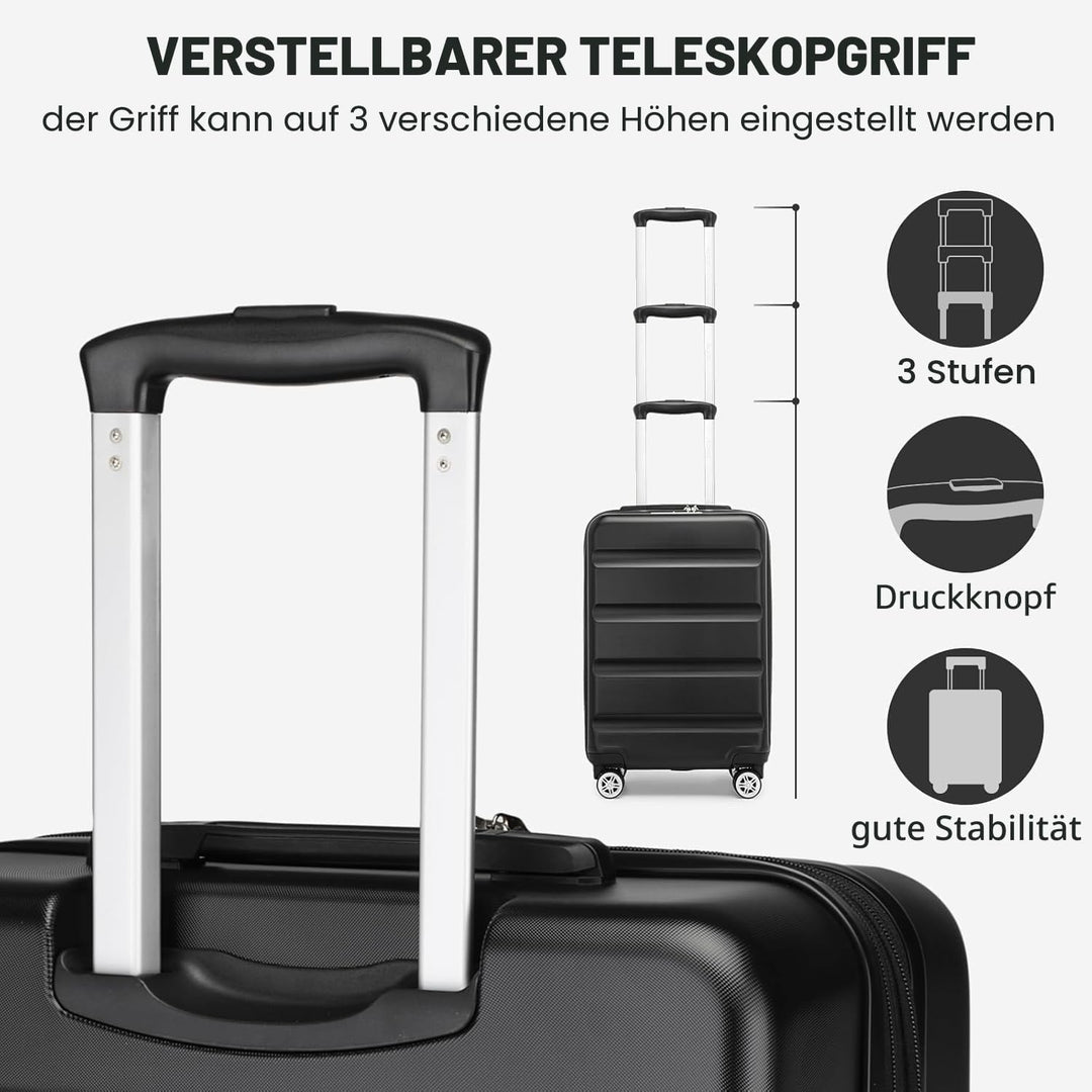 KONO Koffer Trolley Kofferset 3 Teilig Erweiterbarer Leichte Hartschalenkoffer aus ABS+PC Reisekoffe