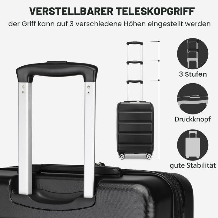 KONO Koffer Trolley Kofferset 3 Teilig Erweiterbarer Leichte Hartschalenkoffer aus ABS+PC Reisekoffe