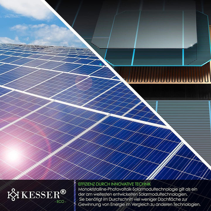 KESSER® Solarpanel 4er Set Monokristallin Solarmodul Solarpanel - 165W 18 V für 12 V Batterien, Phot