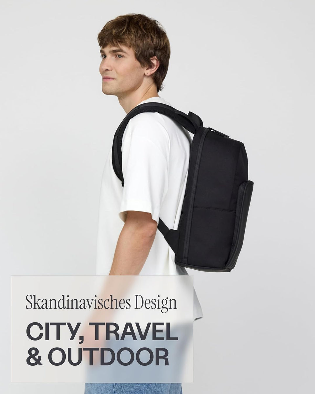 Kapten & Son Rucksack Aalborg NEW All Black 18 L | Rucksack Damen & Herren Schwarz | Handgepäck Ruck