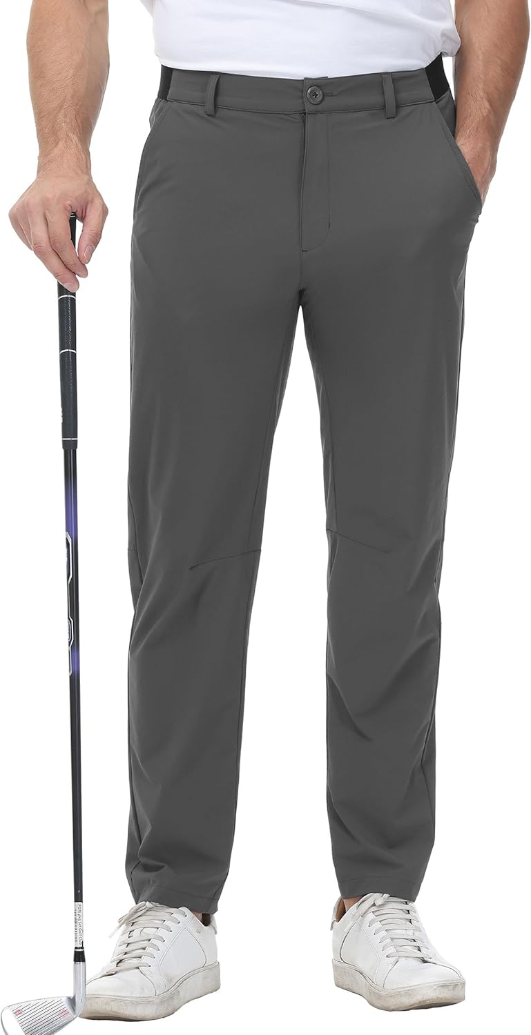 YSENTO Herren Golf Stretchhose Slim-Fit Leichte Elastische Taille Casual Sporthose Golfhose Lang mit