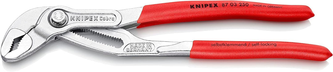 KNIPEX Cobra, Wasserpumpenzange | Rohrzange, Chrom-Vanadium, Rostschutz verchromt, 250 mm (SB-Karte/