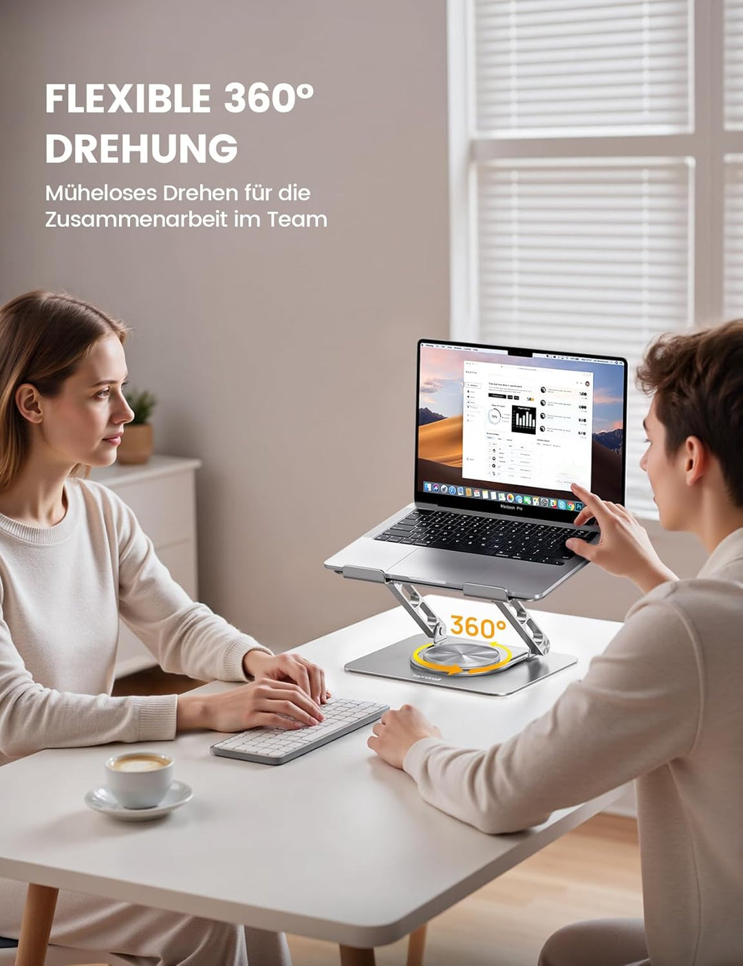 Lamicall Laptop Ständer, Verstellbarer Laptopständer - [360° Drehbar] Faltbarer Alu Notebook Ständer