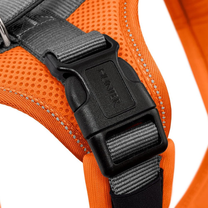 Hunter Hundegeschirr Maldon UP, Farbe: orange/grau, weich gepolstert & komfortabel, stark reflektier