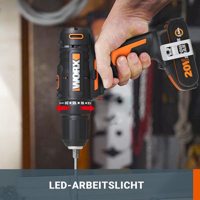 WORX WX108.9 Akku Bohrschrauber 20V – Allrounder Schrauber zum Bohren & Schrauben für Verschiedene M