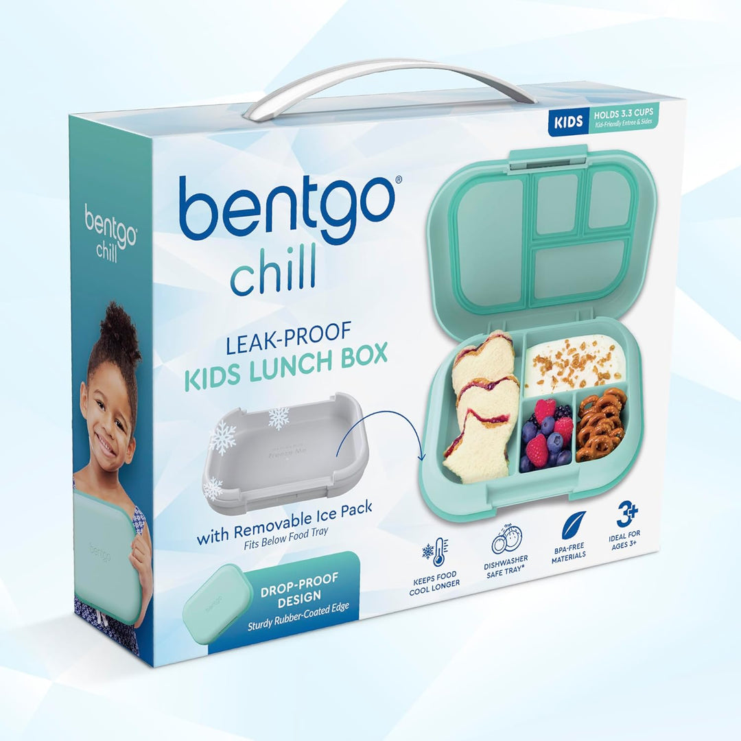 Bentgo® Kids Chill Lunchbox – Bento-Style Lunch-Lösung mit 4 Fächern und herausnehmbarem Eisbeutel f