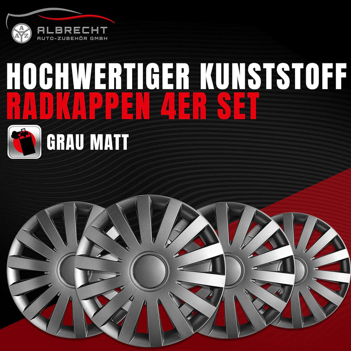 Albrecht 17 Zoll Radkappen grau für Stahlfelgen - Wind Radzierblenden aus hochwertigem Kunststoff -