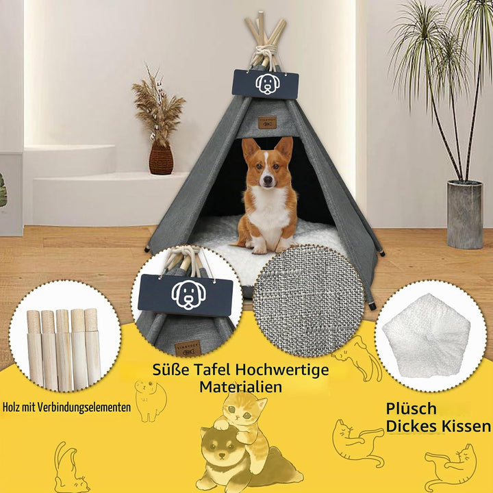 Tipi Zelt fur Katzen und Hunde Haustierzelte Häuser mit Plüschkissen Luxery Hundezelt Katzenzelt Abn