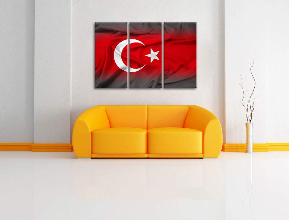 Pixxprint Flagge der Türkei als Leinwandbild | Grösse: 3 Teilig (120x80) | Wandbild| Kunstdruck | fe