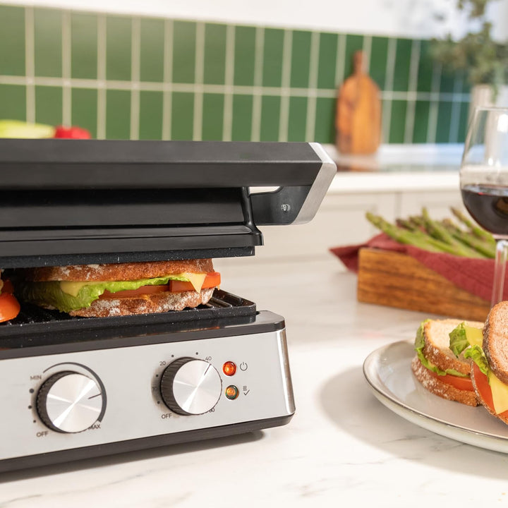Cecotec Elektrischer Grill Rock'nGrill Blaze, 2400W, RockStone-Beschichtung, Leichte Reinigung, 180°