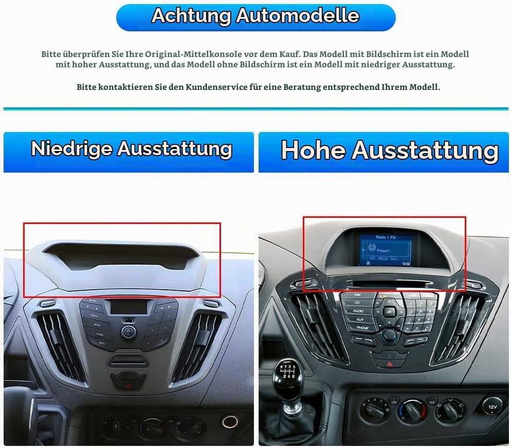8 Kerne 6+128G Android Autoradio für Ford Transit Custom Tourneo 2013-2018 Wireless Carplay 9 Zoll m