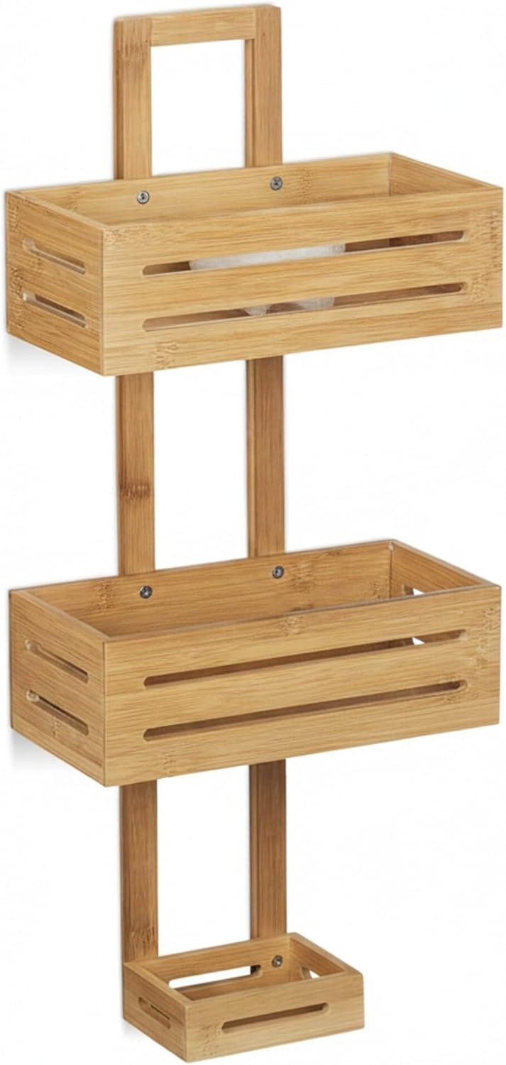 Relaxdays Duschregal Bambus H x B x T: 65 x 28 x 15,5 cm Duschablage aus Holz als Hängeregal Dusche