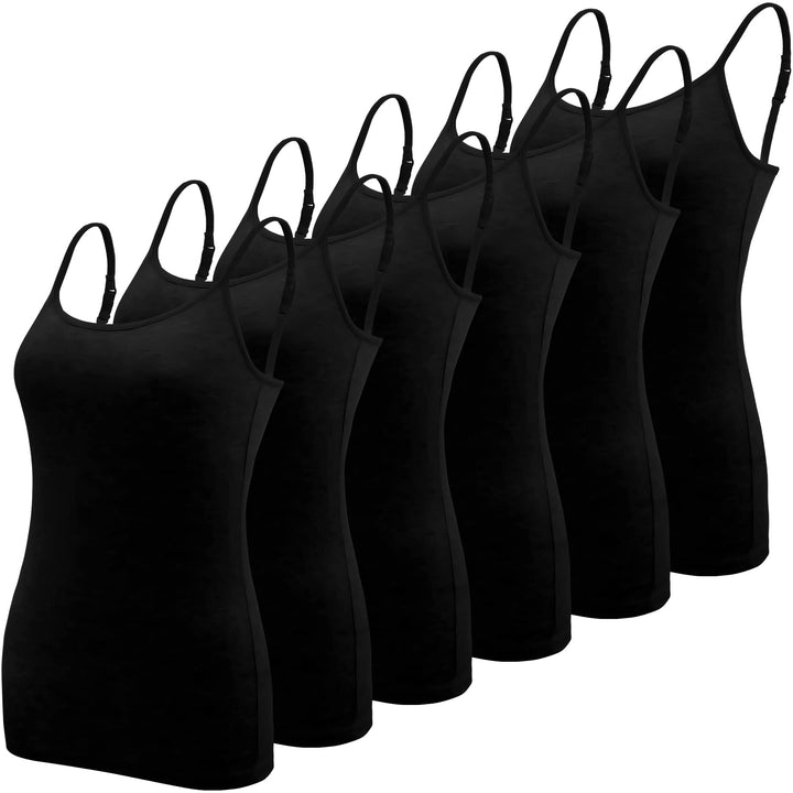 BQTQ 6 Stück Unterhemd Damen Spaghetti Top Unterhemd Spaghettiträger mit Verstellbarer Strap Basic C