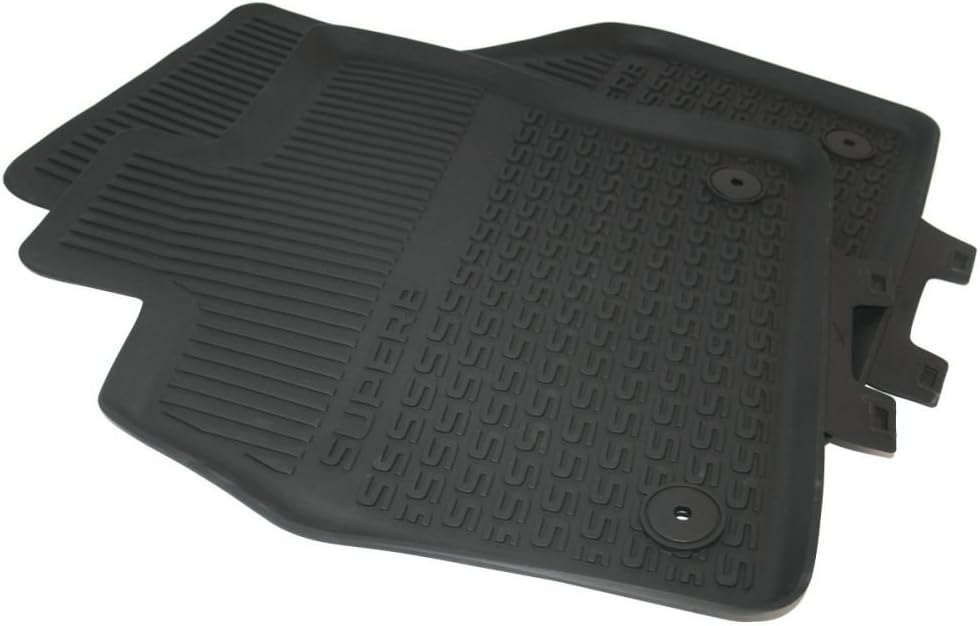 Skoda 3V1061551 Gummi Fussmatten 2X vorn Gummimatten Original Allwettermatten schwarz mit Schriftzug