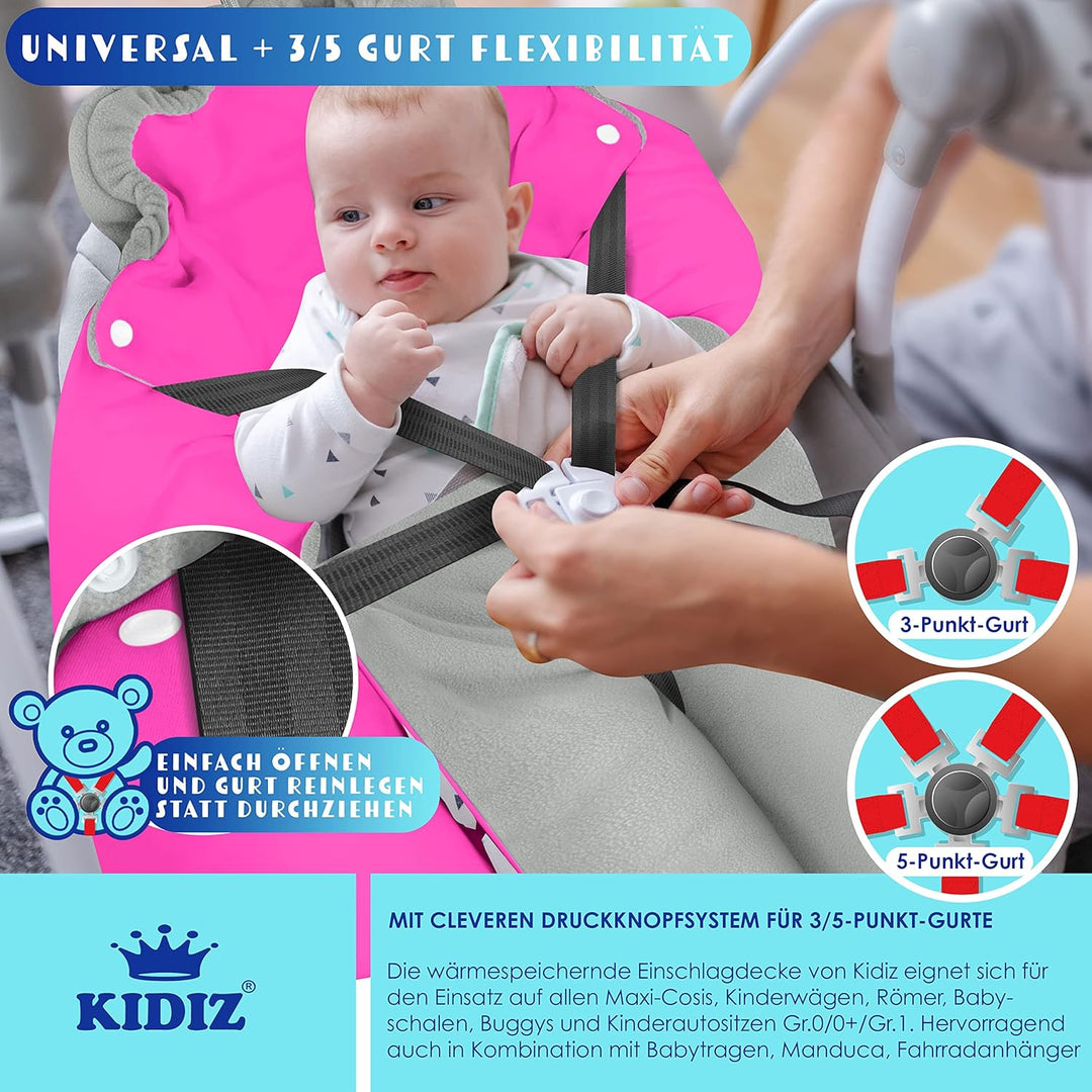 KIDIZ® Baby Einschlagdecke Babyschale Winter Herbst Babydecke mit Tasche Universal Fusssack kompatib