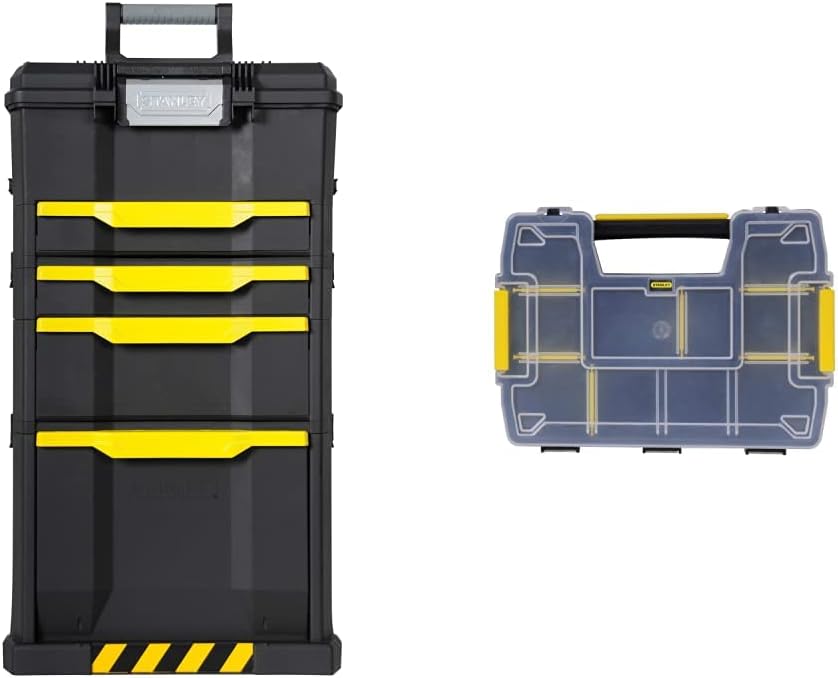 Stanley Rollende Werkstatt aus Metall-Kunststoff 1-79-206 & Sortmaster Doppelorganizer Werkzeugbox l