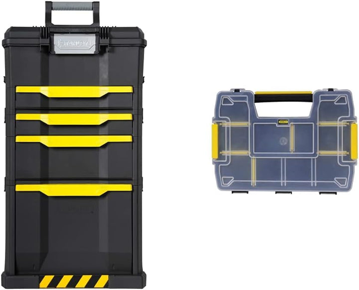Stanley Rollende Werkstatt aus Metall-Kunststoff 1-79-206 & Sortmaster Doppelorganizer Werkzeugbox l