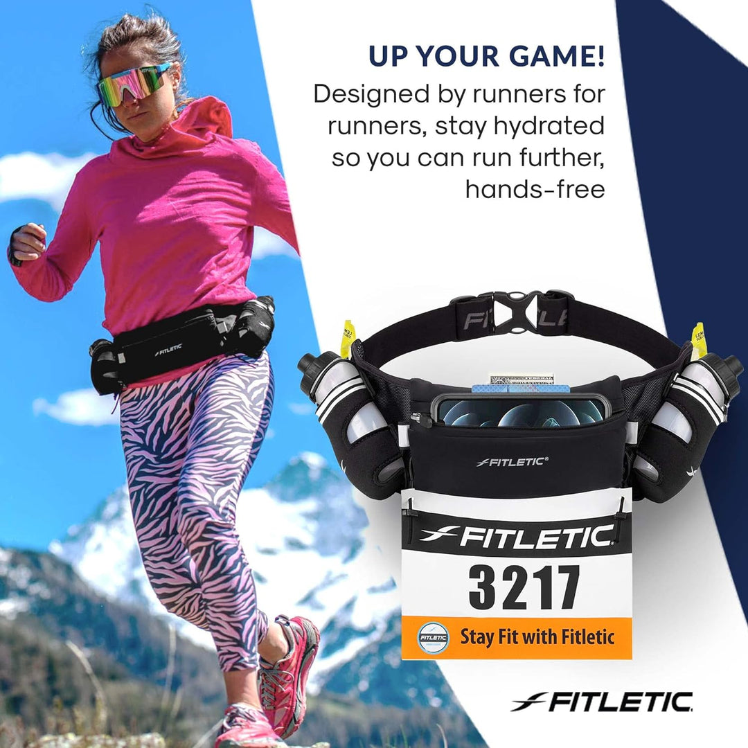 Fitletic - Hydra 16 Hydration Belt, Running Belt with Water Bottle Holder, Water Bottle, Outer/Inner
