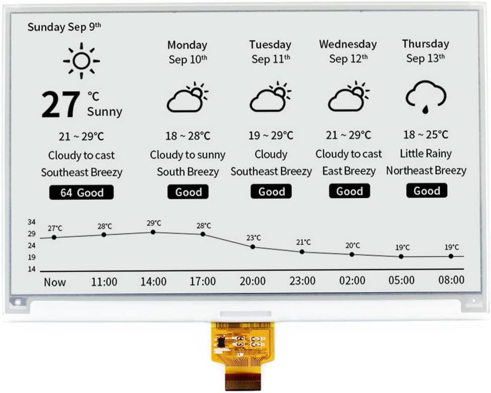 Waveshare 7.5 Inch E-Paper Raw Display Panel V2 800x480 Resolution 3.3V E-Ink Electronic Paper Scree