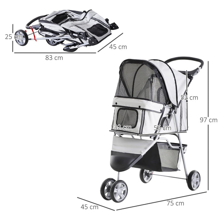 PawHut Hundewagen Hundebuggy Buggy Hunde Katzen Pet Stroller Hunde Buggy Grau grau 75L x 45B x 97H c