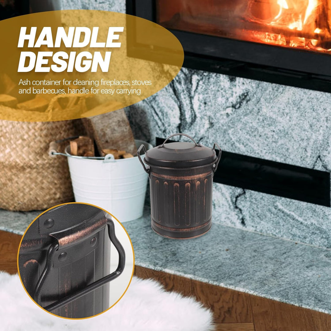 Housoutil Kamin Ascheeimer Mit Deckel Robuster Metall Eimer Für Feuerstelle Und Grill Aschebehälter
