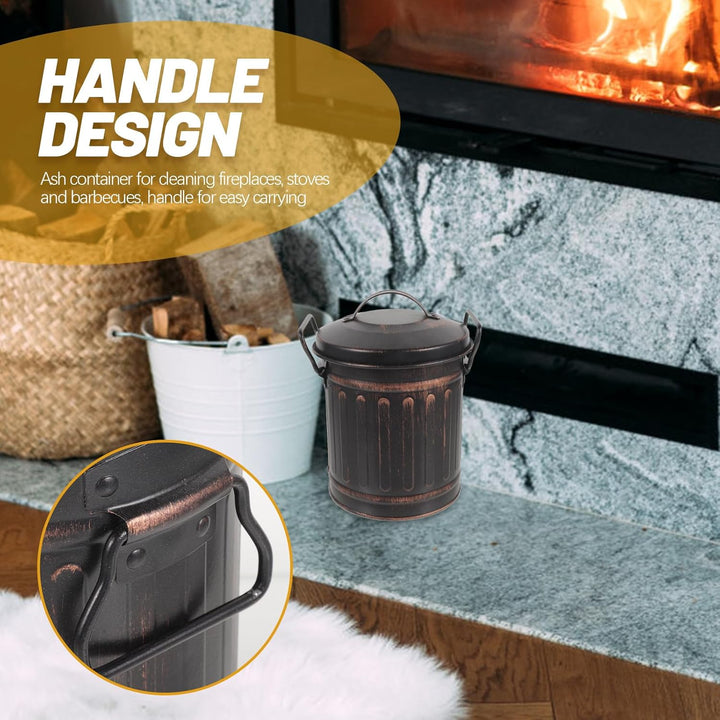 Housoutil Kamin Ascheeimer Mit Deckel Robuster Metall Eimer Für Feuerstelle Und Grill Aschebehälter