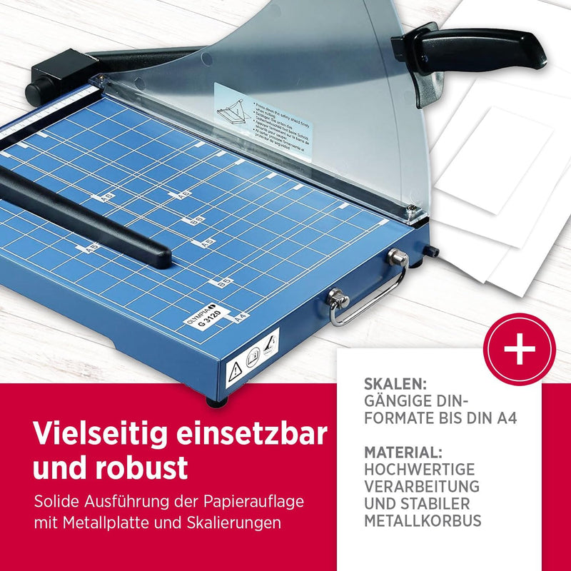 Olympia G 3120 Profi Hebelschneidegerät (mit Positionierhilfen, DIN A4, 20 Blatt, Metallauflage, Sta