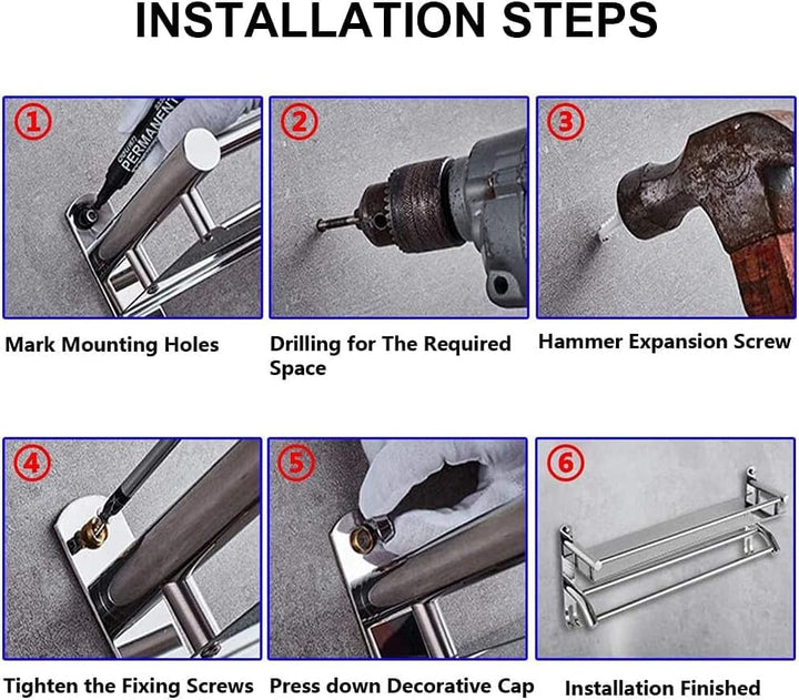 HONPHIER®Handtuchhalter Chrom Handtuchstangen Edelstahl mit Regal und Haken Handtuchstange Bad 59 cm