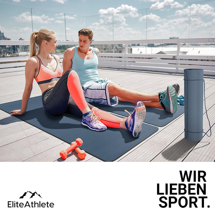 EliteAthlete Yogamatte - Sportmatte - Fitnessmatte - Gymnastikmatte gepolstert &amp; rutschfest für Fitn