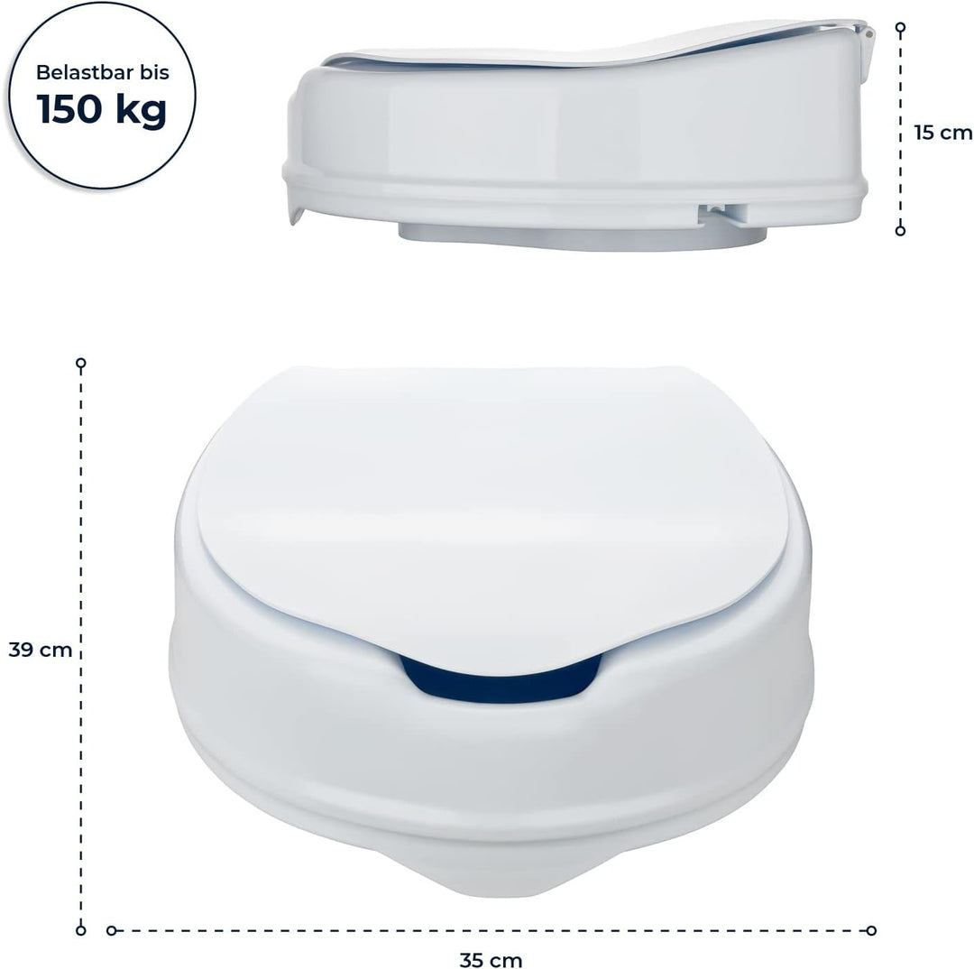 flexilife Toilettensitzerhöhung mit Deckel für Senioren - wahlweise 10cm o. 15cm - WC Sitzerhöhung T