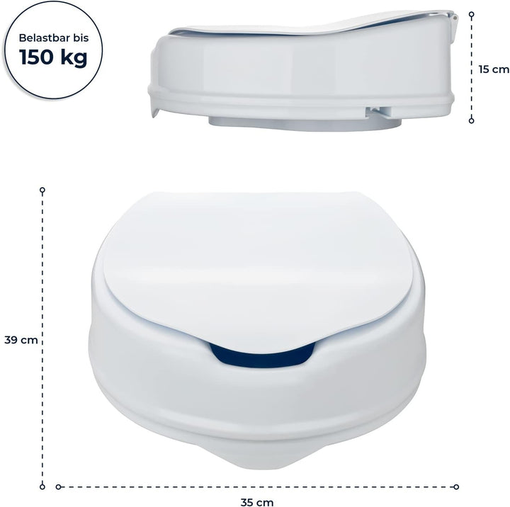 flexilife Toilettensitzerhöhung mit Deckel für Senioren - wahlweise 10cm o. 15cm - WC Sitzerhöhung T