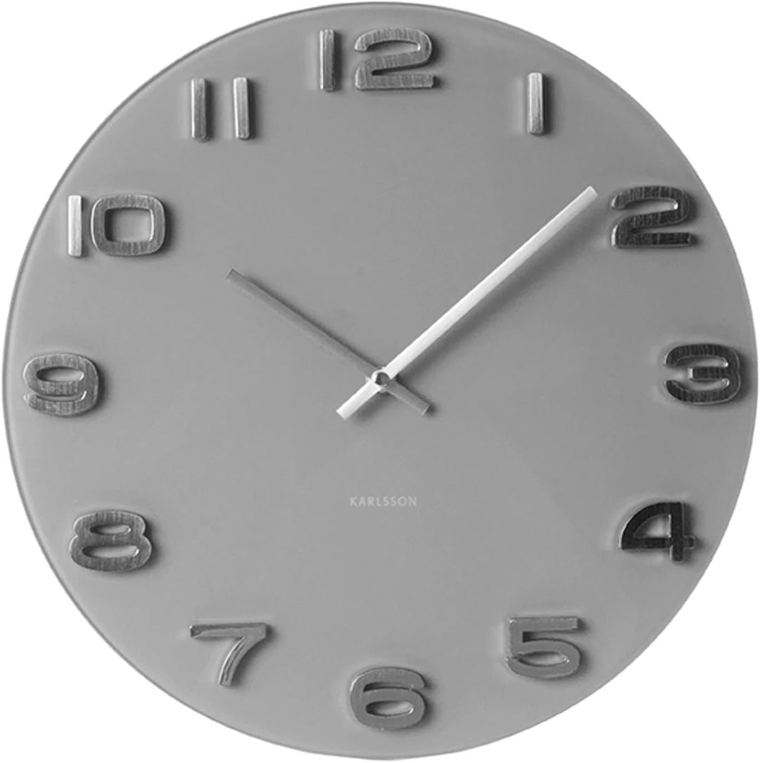 Karlsson Wanduhr Vintage Glas rund grau KA5489GY 35cm