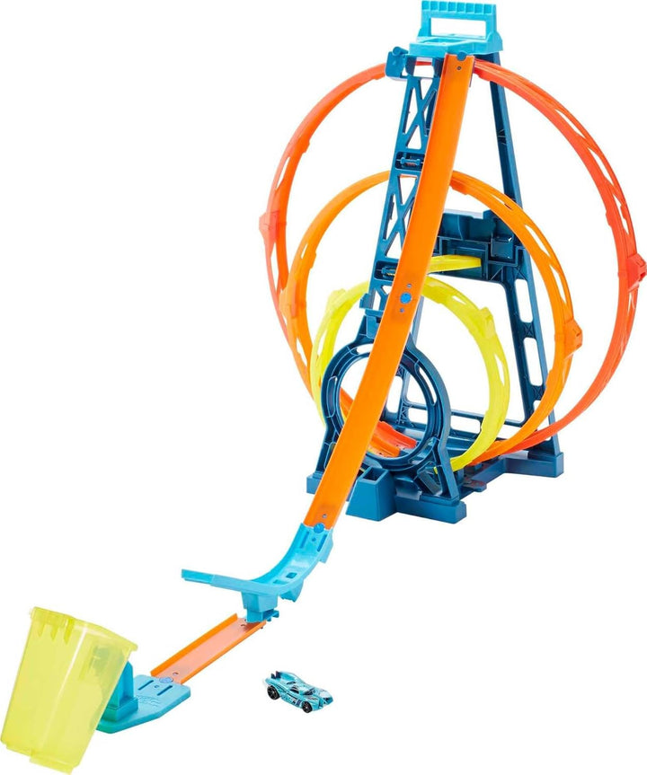 Hot Wheels GLC96 - Track Builder Unlimited Triple Loop Kit, Spielzeug Autorennbahn ab 6 Jahren