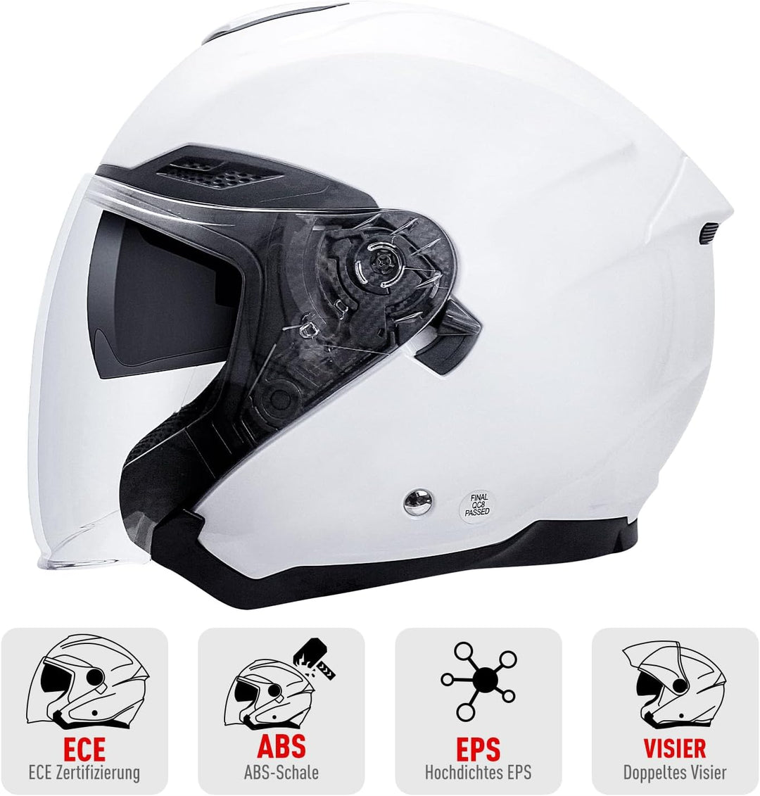 NENKI Jethelme Halbhelme Rollerhelm Sturzhelm Chopper Helm,Motorradhelm ECE 22.06 mit Doppelvisier S