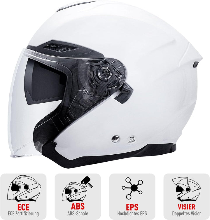 NENKI Jethelme Halbhelme Rollerhelm Sturzhelm Chopper Helm,Motorradhelm ECE 22.06 mit Doppelvisier S