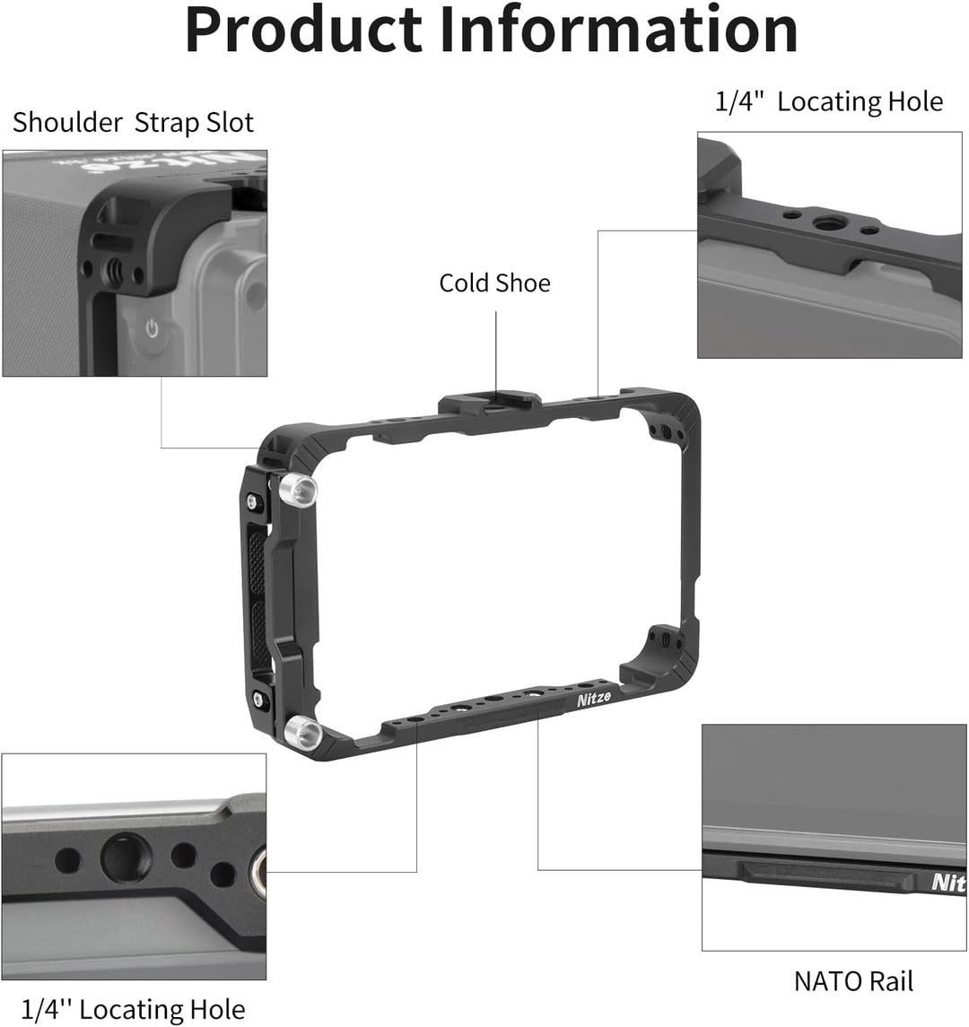 Nitze Ninja V Cage for Atomos Ninja V/Ninja V+ / Shinobi/ZATO Connect 5"/ Ninja/Ninja Ultra with HDM