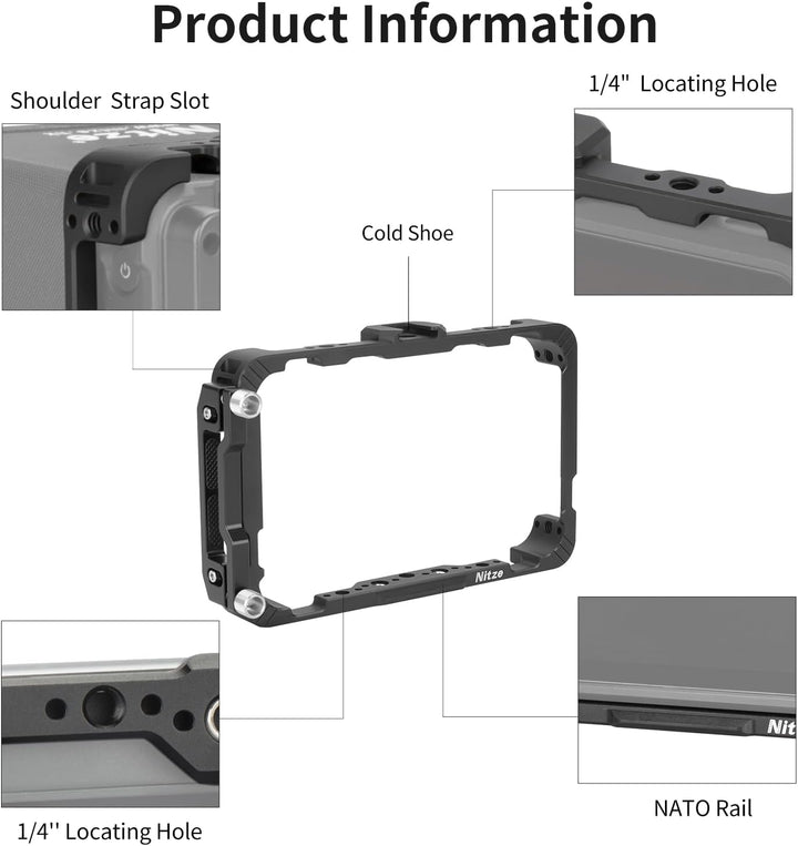 Nitze Ninja V Cage for Atomos Ninja V/Ninja V+ / Shinobi/ZATO Connect 5"/ Ninja/Ninja Ultra with HDM