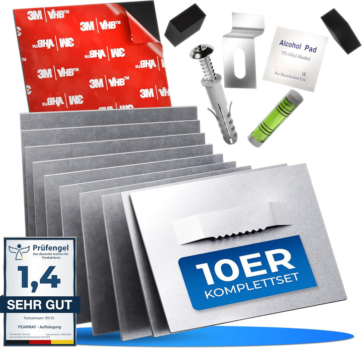 PEARWAY™ - Alu Dibond und Acrylglas Aufhängung - [10er Set] - extra starker 3M Kleber - bis zu 8kg -