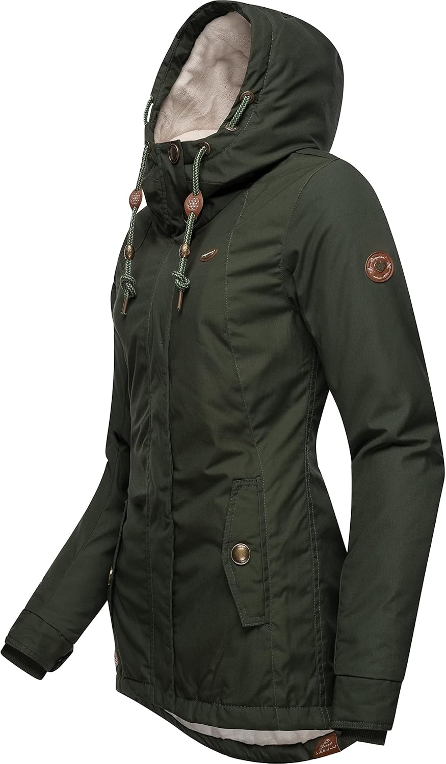 Ragwear Damen warme Winterjacke kurz mit Kapuze Monade XS-6XL S Dark Olive22, S Dark Olive22