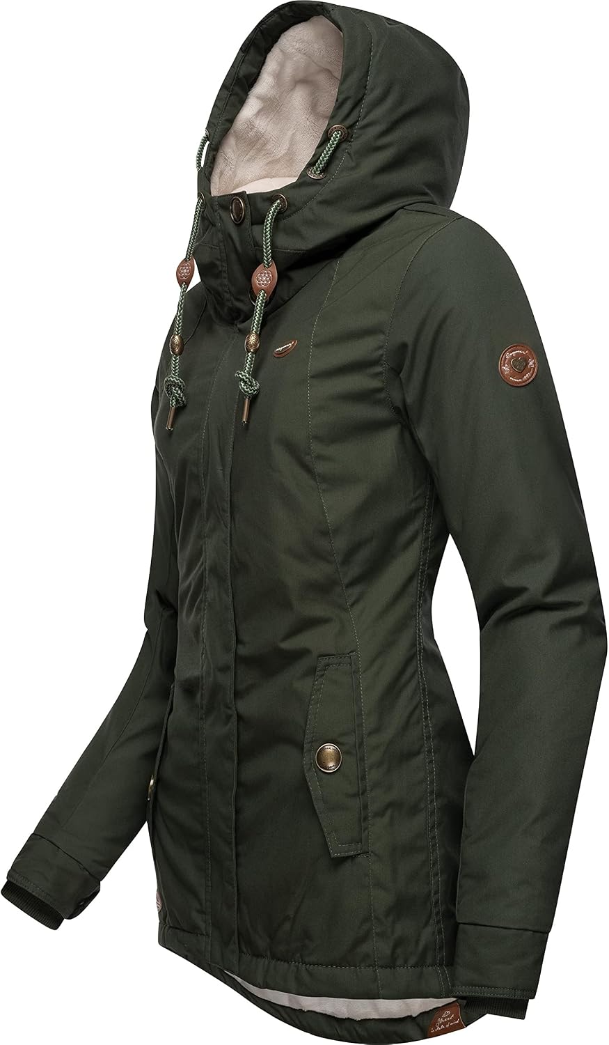 Ragwear Damen warme Winterjacke kurz mit Kapuze Monade XS-6XL S Dark Olive22, S Dark Olive22
