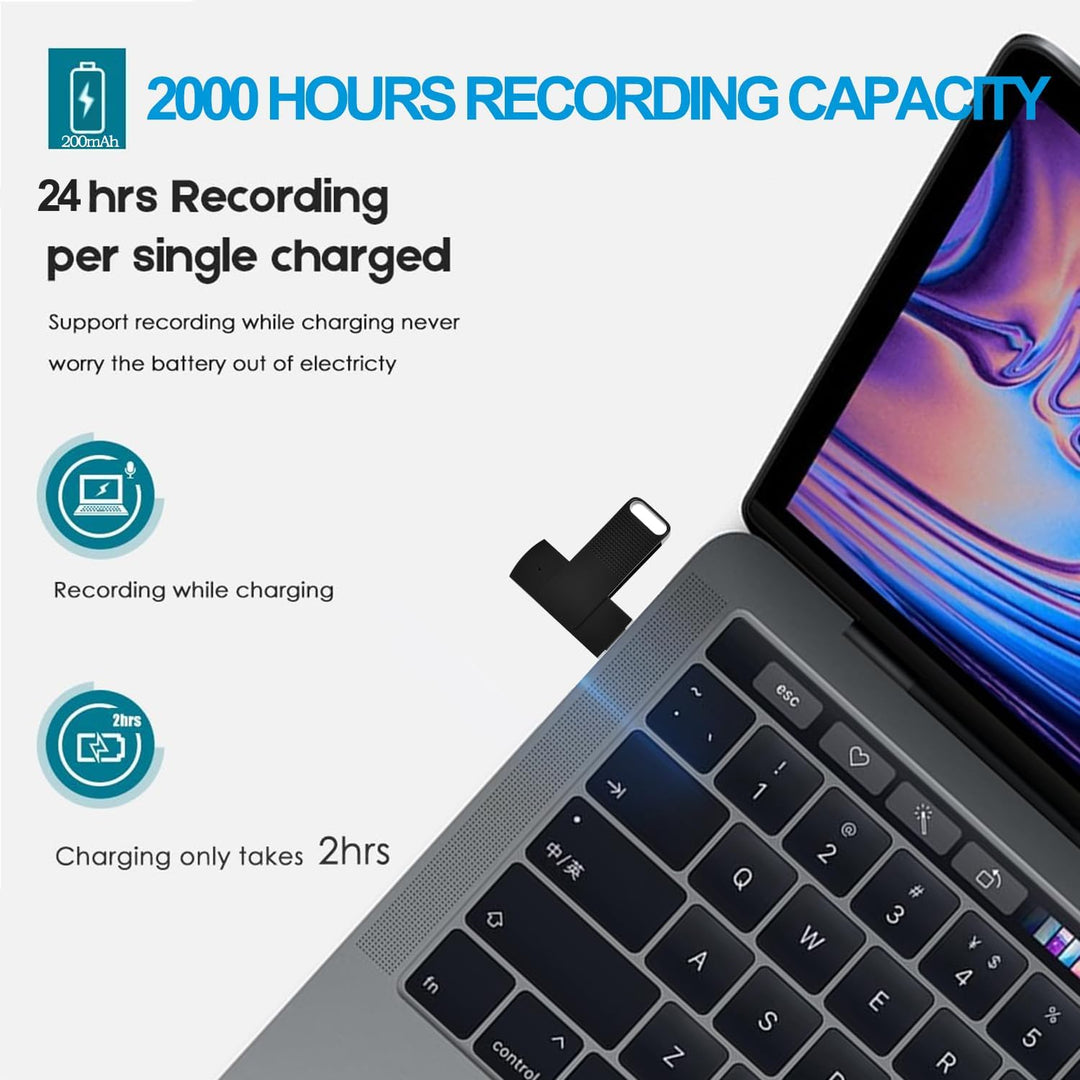 128GB USB Diktiergerät Digital, 3072kbps Aufnahmegerät Voice Recorder mit Spracherkennung und One-To