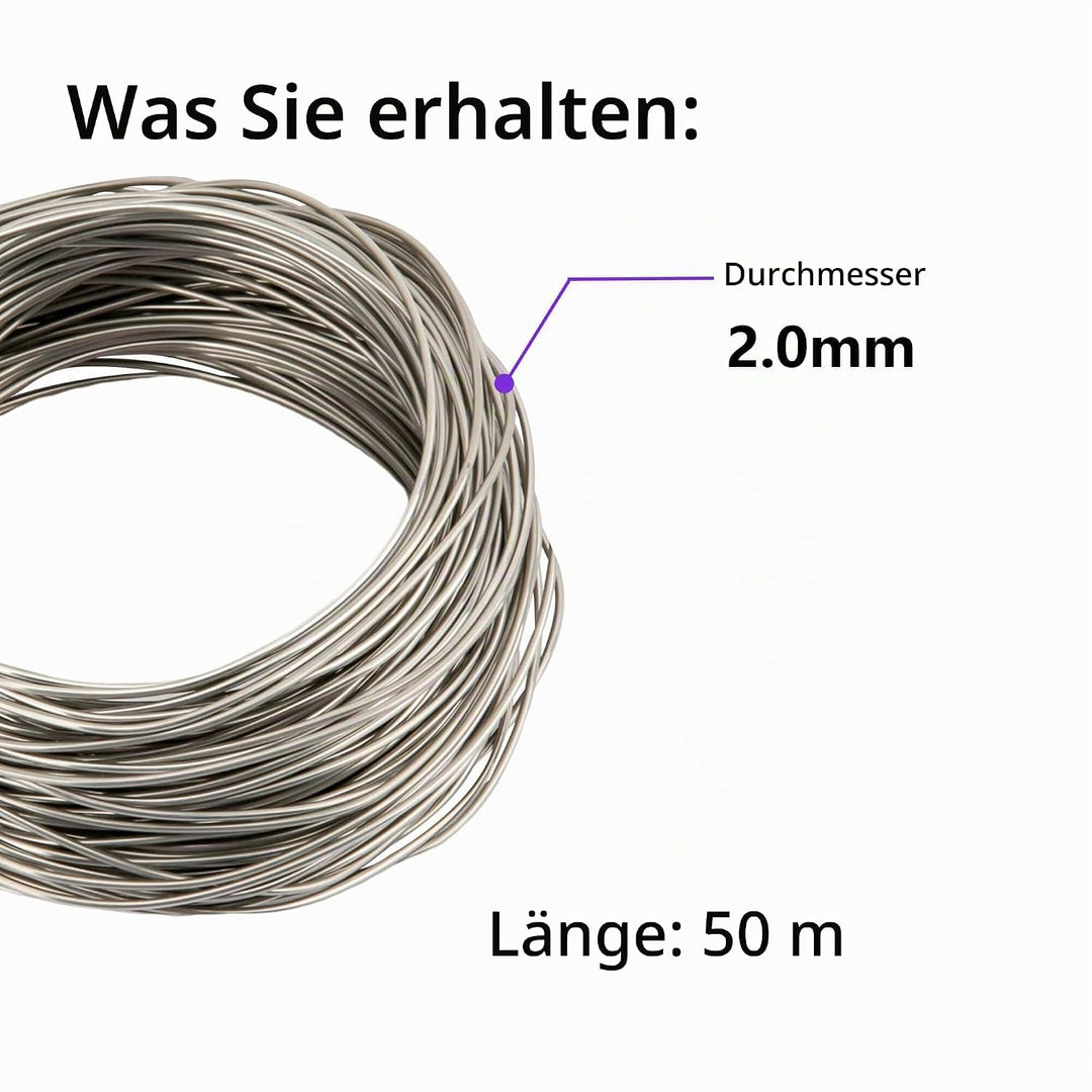 Draht Edelstahl,Edelstahldraht φ2.0mm 50 M,Draht,Edelstahl Draht,Draht,Basteldraht,Draht Zum Basteln