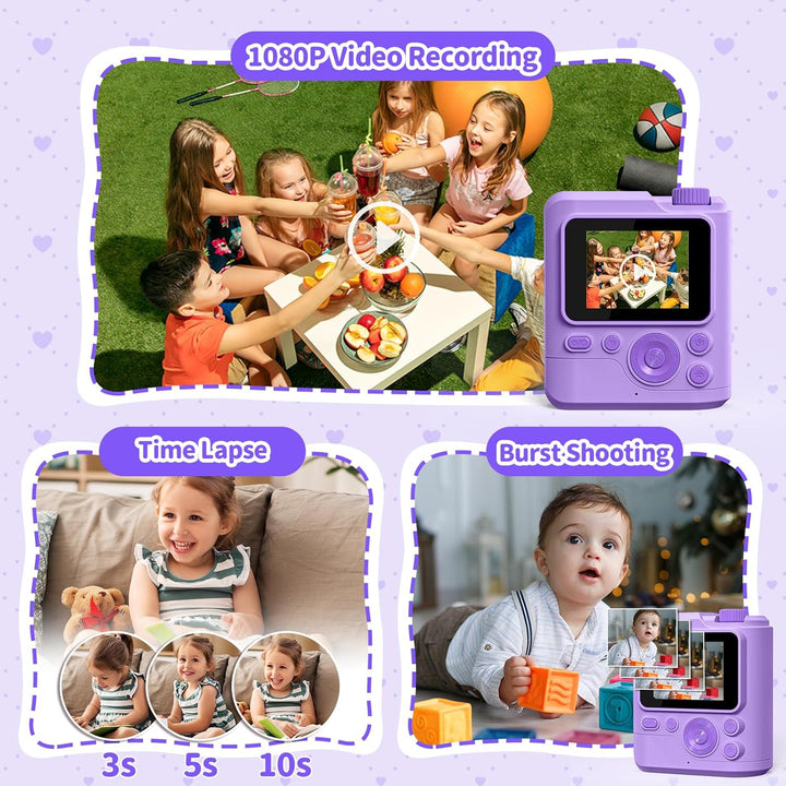 Gofunly Sofortbildkamera Kinder, 1080P HD Kinderkamera Sofortbildkamera mit 32GB Karte & DruckerPapi